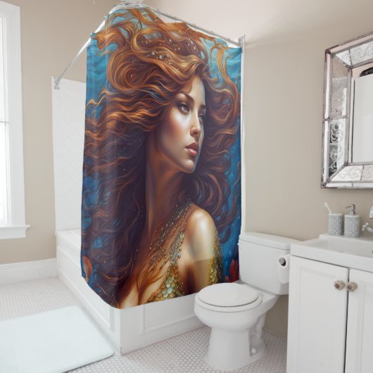 Eetherische zeemeermin Art Print Fantasy Onderwate Douchegordijn (In situ)