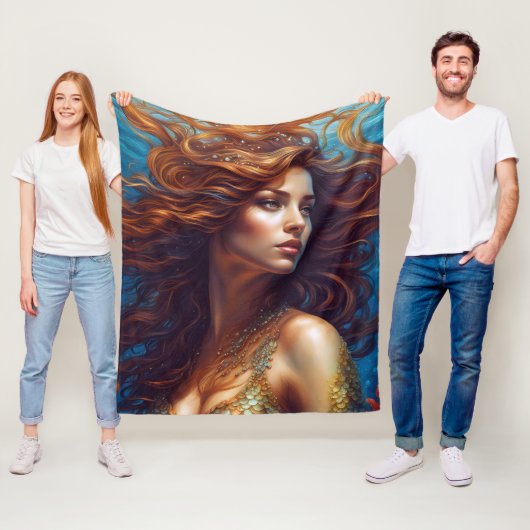 Eetherische zeemeermin Art Print Fantasy Onderwate Fleece Deken (In situ)