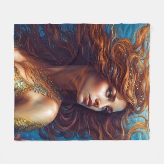 Eetherische zeemeermin Art Print Fantasy Onderwate Fleece Deken (Voorkant (Horizontaal))