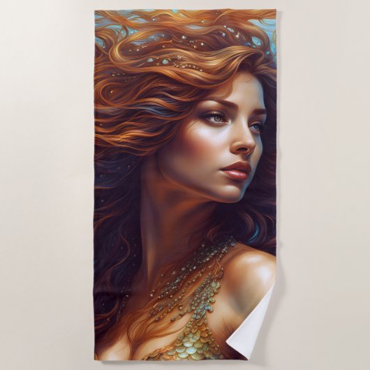 Eetherische zeemeermin Art Print Fantasy Onderwate Strandlaken (Voorkant)