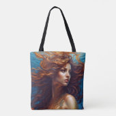 Eetherische zeemeermin Art Print Fantasy Onderwate Tote Bag (Achterkant)