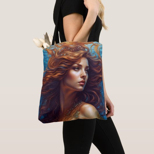 Eetherische zeemeermin Art Print Fantasy Onderwate Tote Bag (Dichtbij)