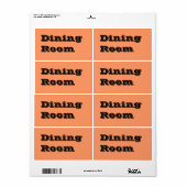 Eetkamer Verhuislabels in Sinaasappel Etiket (Full Sheet)