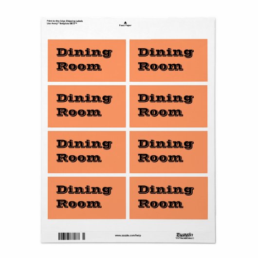 Eetkamer Verhuislabels in Sinaasappel Etiket (Full Sheet)