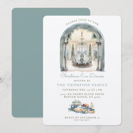 Eetkamertafel | Kerstavond diner Kaart (Voorkant / Achterkant)