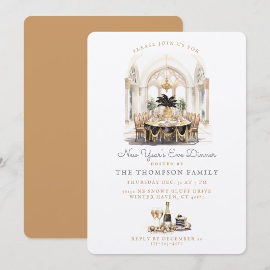 Eetkamertafel | Nieuwjaarsdiner Kaart (Voorkant / Achterkant)