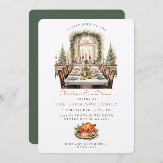 Eetkamertafel | Uitnodiging voor het diner op kers (Voorkant / Achterkant)