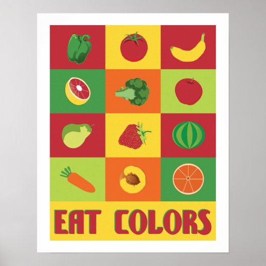 Eetkleurstoffen poster van groenten en fruit (Voorkant)