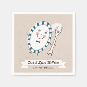 Eetlepel Trouwt met Bord Save the Date Servetten