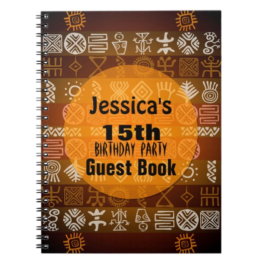 Eetnisch 15e Birthday Party Guest Book Notitieboek (Voorkant)