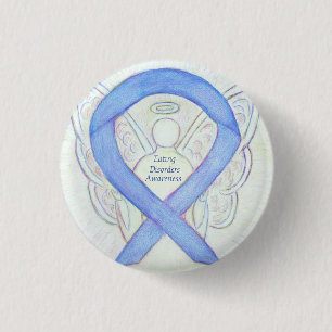 Eetstoornissen Bewustmaking Ribbon Angel - Aangepa Ronde Button 3,2 Cm