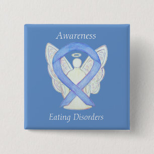 Eetstoornissen Bewustmaking Ribbon Angel - Aangepa Vierkante Button 5,1 Cm