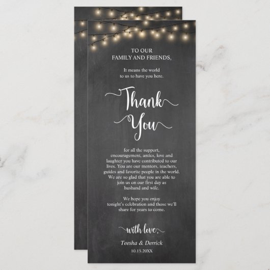 Eettafel kaartjes bedankt, Rustieke Kaarten (Voorkant / Achterkant)