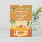 Eettafel met planten Thanksgiving Uitnodiging (Staand voorkant)