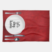 Eettafel op rood theedoek (Horizontaal)