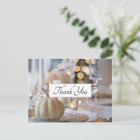 Eettafel Thanksgiving Elegante Tafelsetting Dank U Briefkaart (Staand voorkant)