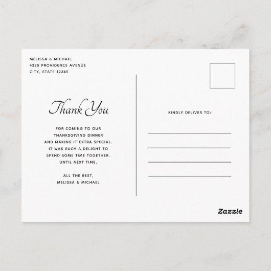 Eettafel Thanksgiving Elegante Tafelsetting Dank U Briefkaart (Achterkant)