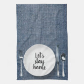 Eettafelsetting op blauwe denim theedoek (Verticaal)