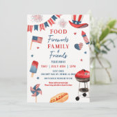 Eetwaar Vuurwerk Familie en Vrienden 4 juli BBQ Kaart (Staand voorkant)