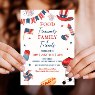 Eetwaar Vuurwerk Familie en Vrienden 4 juli BBQ Kaart