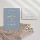 Eetwaren Stof Blauw Bruiloft RSVP Kaartje