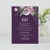 Eeugenplant Paars Roos Womans 60e verjaardag Kaart (Staand voorkant)