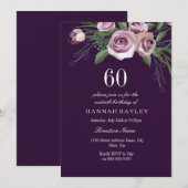 Eeugenplant Paars Roos Womans 60e verjaardag Kaart (Voorkant / Achterkant)