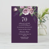 Eeugenplant Paars Roos Womans 70e verjaardag Kaart (Staand voorkant)