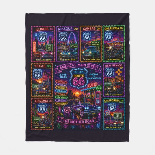 Eeuwfeest Moederweg Neon Stempel Fleece Deken (Voorkant)
