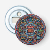 Eeuwfeest Route 66 Neon Glow Button Flesopener (Voorkant)