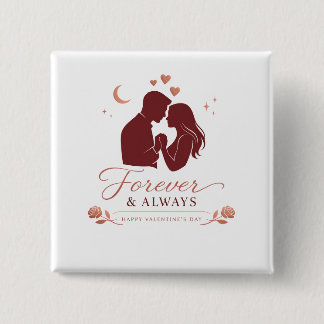 Eeuwig & Altijd Romantisch Valentijnsdag Koppel Vi Vierkante Button 5,1 Cm
