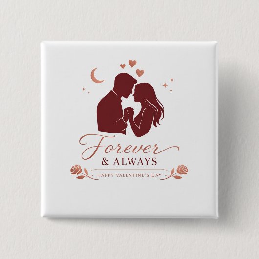 Eeuwig & Altijd Romantisch Valentijnsdag Koppel Vi Vierkante Button 5,1 Cm (Voorkant)