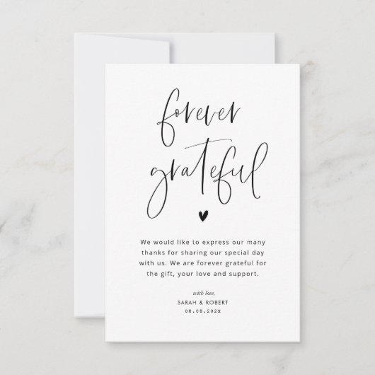 eeuwig dankbaar voor de zwarte en witte bruiloft bedankkaart (Voorkant)