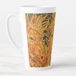 Eeuwig evenwicht-paarden-tweeling vlammen latte mok