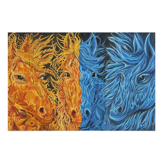 Eeuwig evenwicht-Paarden-Twin Flame Art- Perfect Poster (Voorkant)
