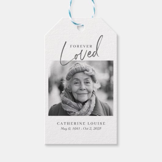 Eeuwig Geliefd Script Viering Van Het Leven Funera Cadeaulabel (Voorkant)