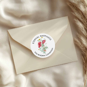 Eeuwig geluk 2026 met bloemen ronde sticker