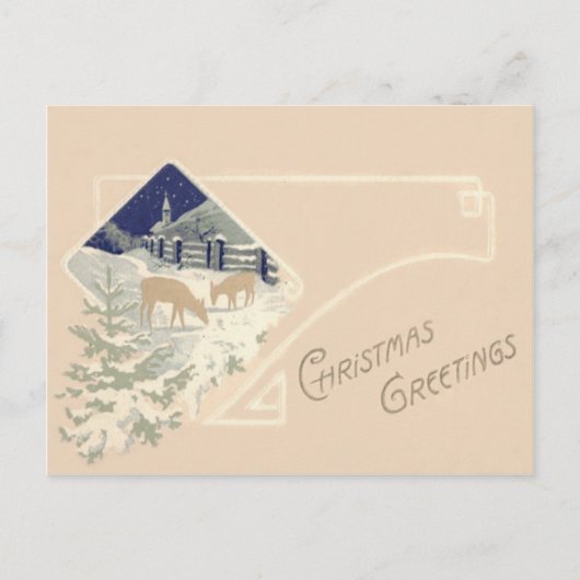 Eeuwig groene hertenkerk sneeuw briefkaart (Voorkant)