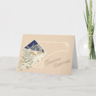 Eeuwig groene hertenkerk Sneeuw Feestdagen Kaart