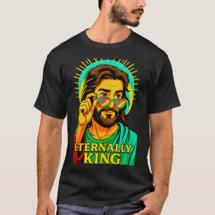 Eeuwig Koning Cool Jezus Christelijke Anime Manga T-shirt