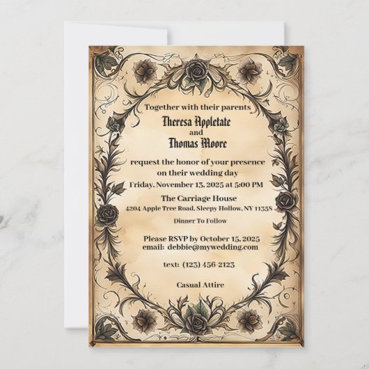 Eeuwig verenigde man en vrouw skeletten kaart (Achterkant)