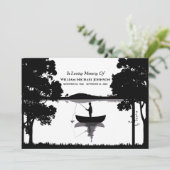 Eeuwig visser graf herdenking zwart en wit kaart (Staand voorkant)