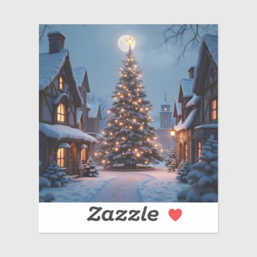 Eeuwigdurende Gloed – Vierkante Vinyl Kunst Kerstb Sticker (Vel)