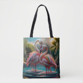 Eeuwige Affectie: Water Flamingo's Omhelzen Tote Bag (Voorkant)