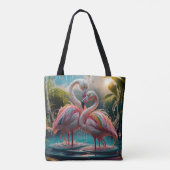 Eeuwige Affectie: Water Flamingo's Omhelzen Tote Bag (Achterkant)