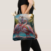 Eeuwige Affectie: Water Flamingo's Omhelzen Tote Bag (Dichtbij)