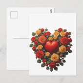 Eeuwige Bloem Roos Hart Briefkaart (Voorkant / Achterkant)