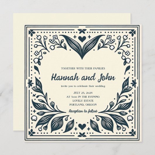 Eeuwige Bloemen Bruiloft Uitnodiging (Voorkant / Achterkant)