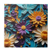 Eeuwige Bloemen: Gevuld Bloemen Papier Kunstwerk o Tegeltje (Voorkant)