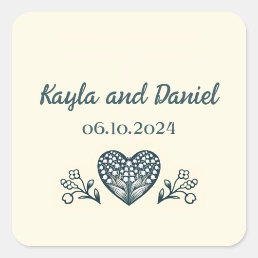 Eeuwige Bloemen Huwelijk Custom Vierkante Sticker (Voorkant)